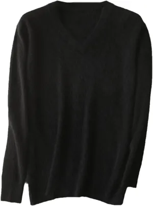 Classic Men's Cashmere Sweaters Solid Color V-Neck Casual Knitted Pullovers Winter Men Long Sleeve Warm Jumper