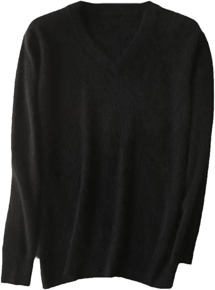 Classic Men's Cashmere Sweaters Solid Color V-Neck Casual Knitted Pullovers Winter Men Long Sleeve Warm Jumper