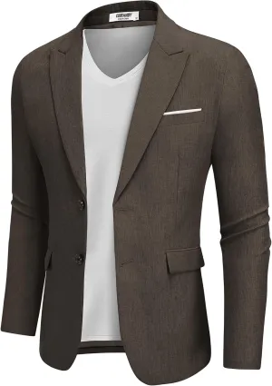 COOFANDY Mens Blazer Casual Two Buttons Sport Coat Slim Fit Lightweight Suit Jackets