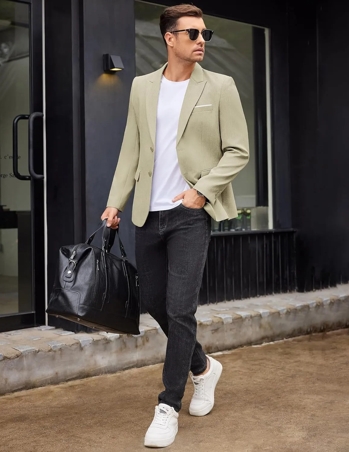 COOFANDY Mens Blazer Casual Two Buttons Sport Coat Slim Fit Lightweight Suit Jackets