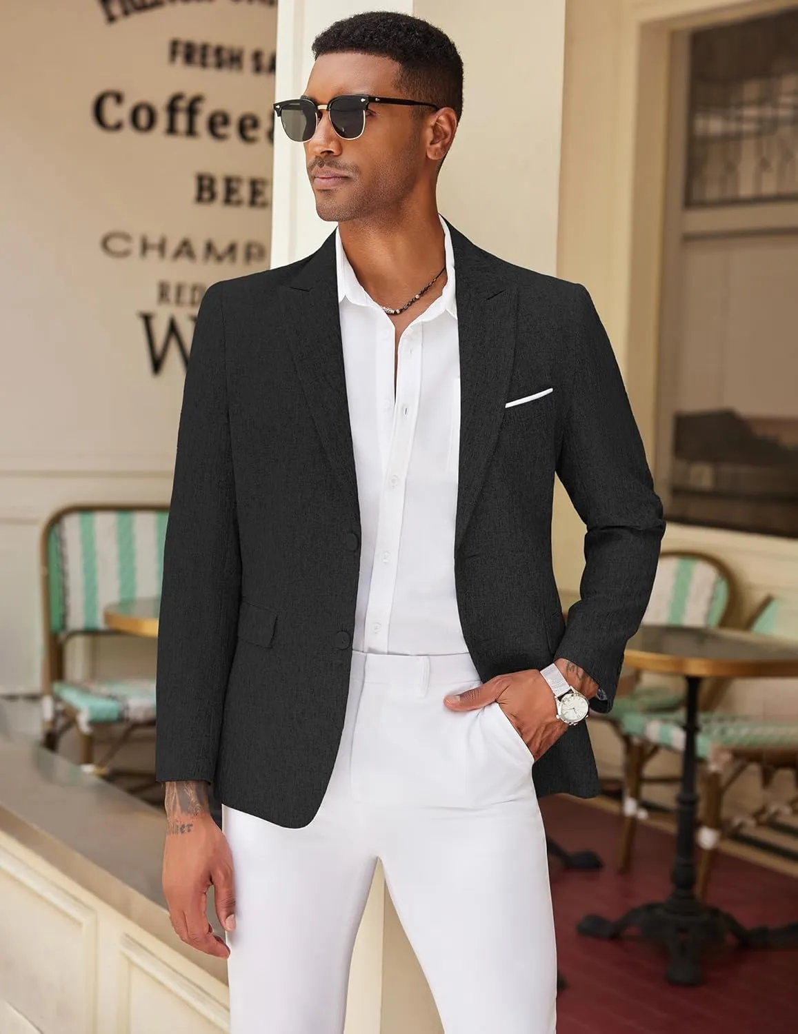COOFANDY Mens Blazer Casual Two Buttons Sport Coat Slim Fit Lightweight Suit Jackets