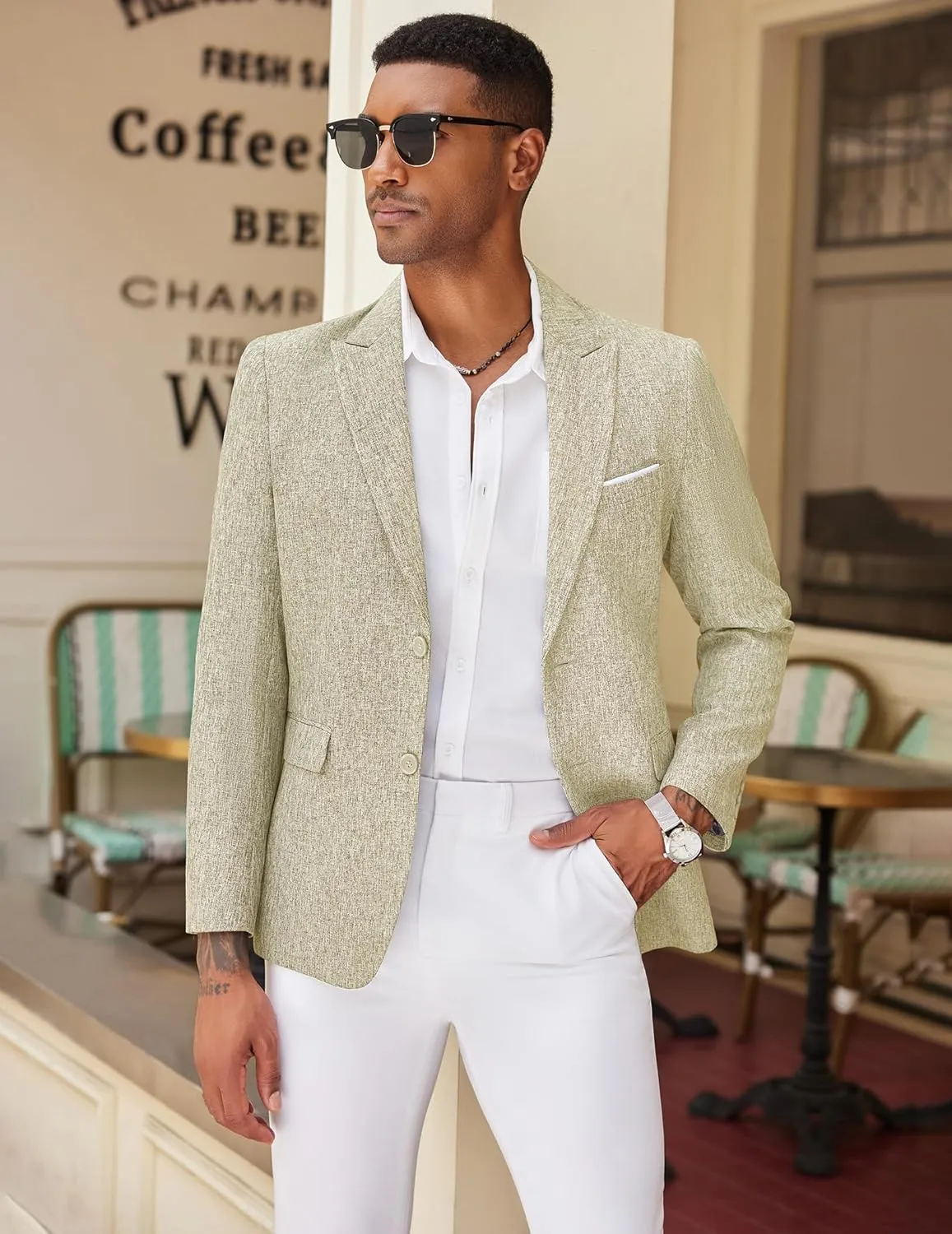 COOFANDY Mens Blazer Casual Two Buttons Sport Coat Slim Fit Lightweight Suit Jackets