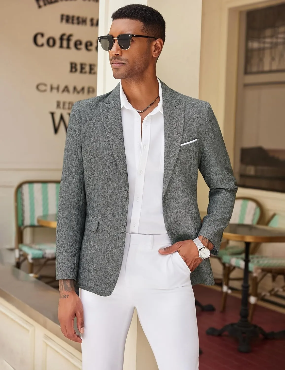 COOFANDY Mens Blazer Casual Two Buttons Sport Coat Slim Fit Lightweight Suit Jackets