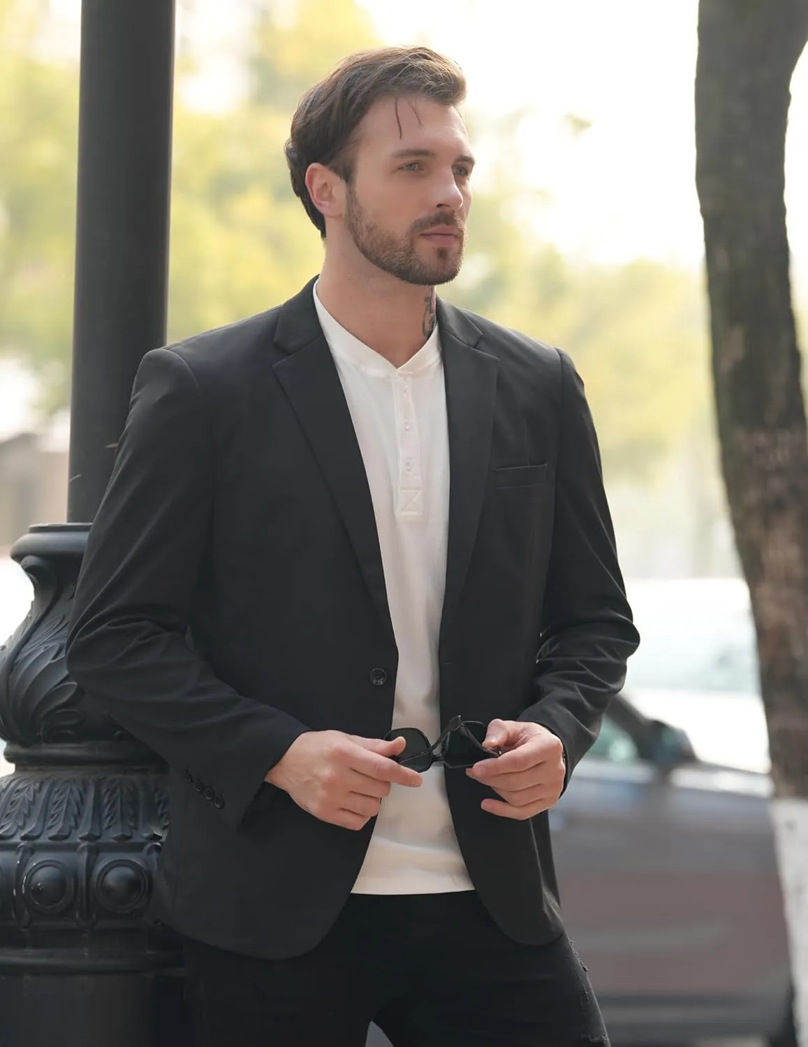 COOFANDY Mens Blazer Jacket One Button Casual Suit Jackets Stretch Knit Sport Coat