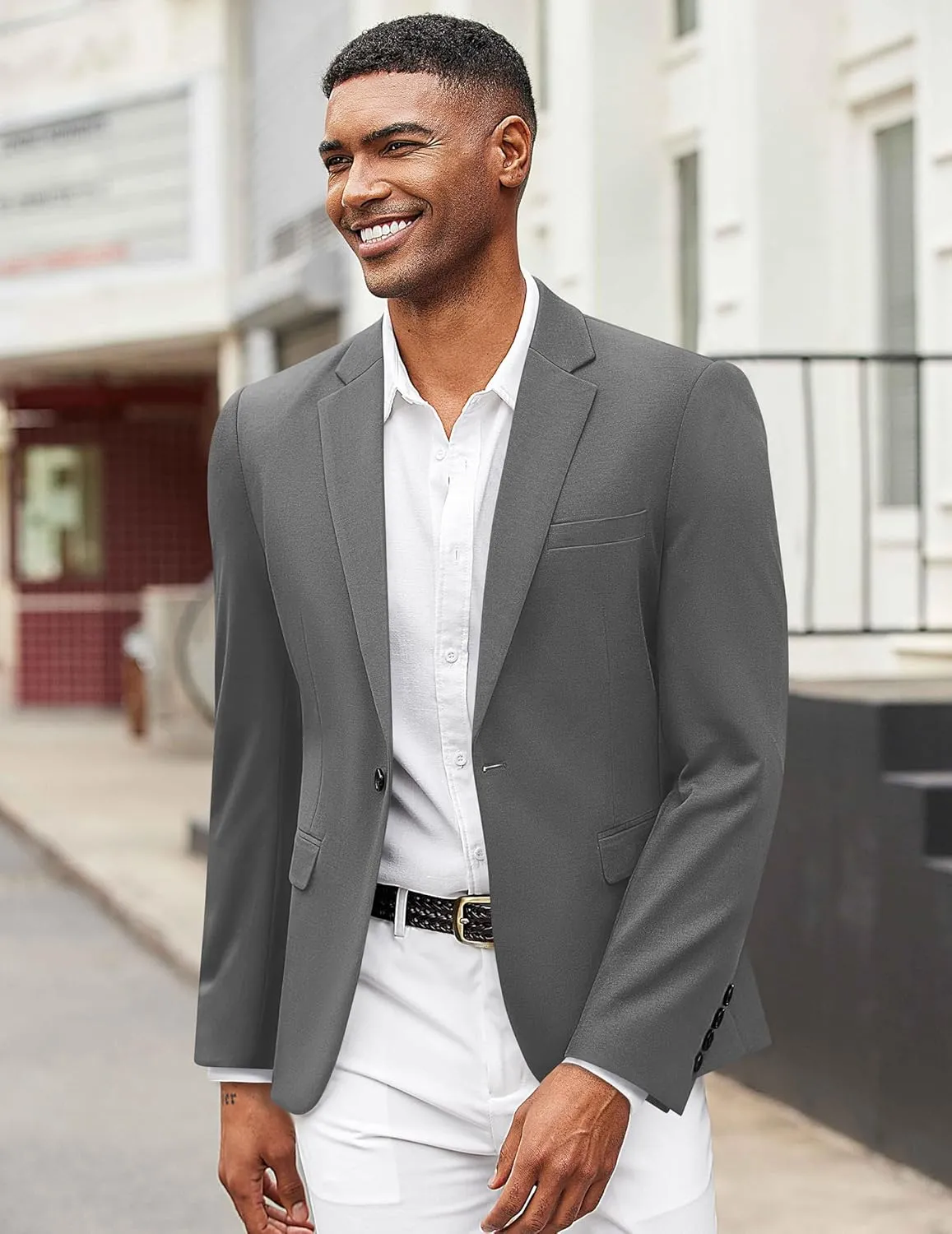COOFANDY Mens Blazer Jacket One Button Casual Suit Jackets Stretch Knit Sport Coat