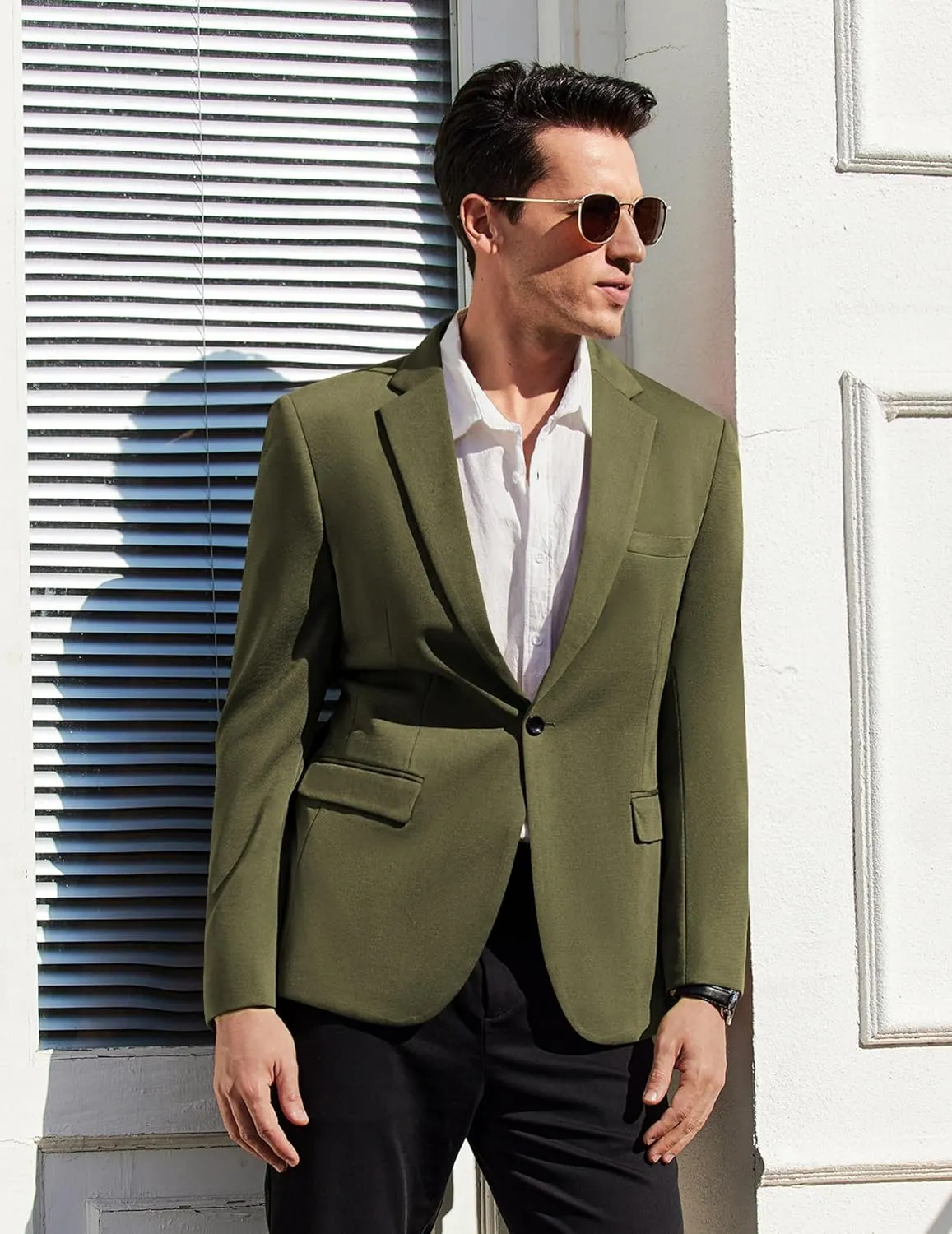 COOFANDY Mens Blazer Jacket One Button Casual Suit Jackets Stretch Knit Sport Coat