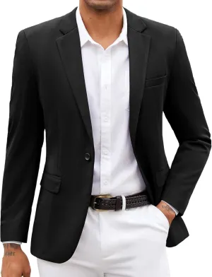 COOFANDY Mens Blazer Jacket One Button Casual Suit Jackets Stretch Knit Sport Coat