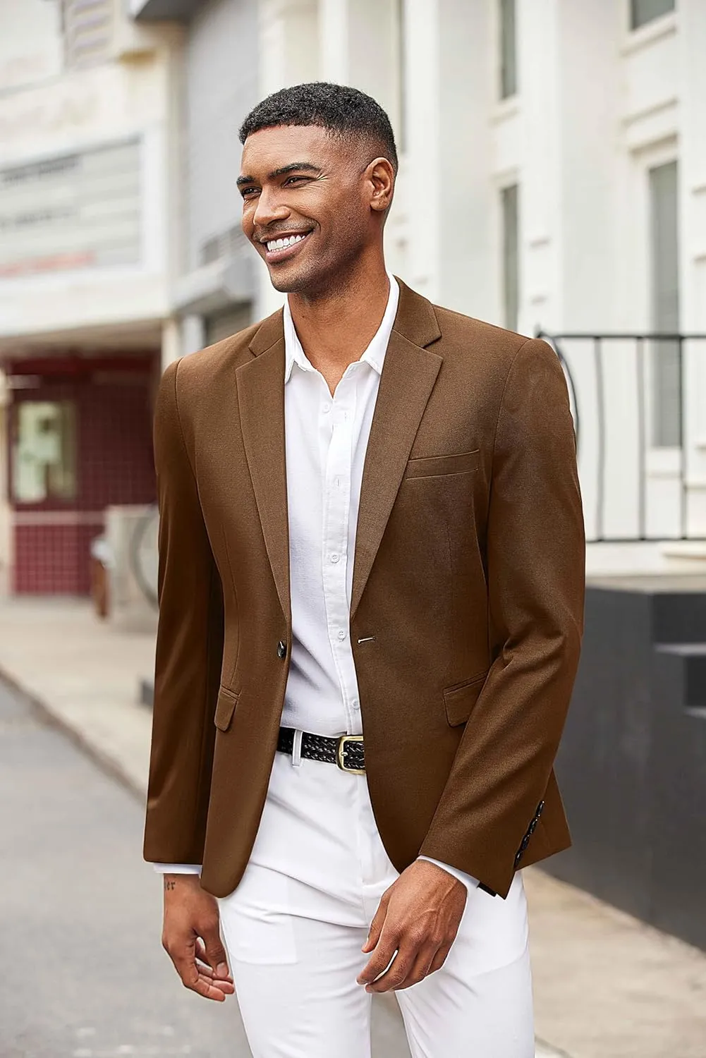 COOFANDY Mens Blazer Jacket One Button Casual Suit Jackets Stretch Knit Sport Coat