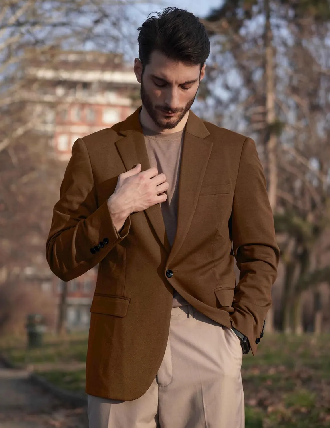 COOFANDY Mens Blazer Jacket One Button Casual Suit Jackets Stretch Knit Sport Coat
