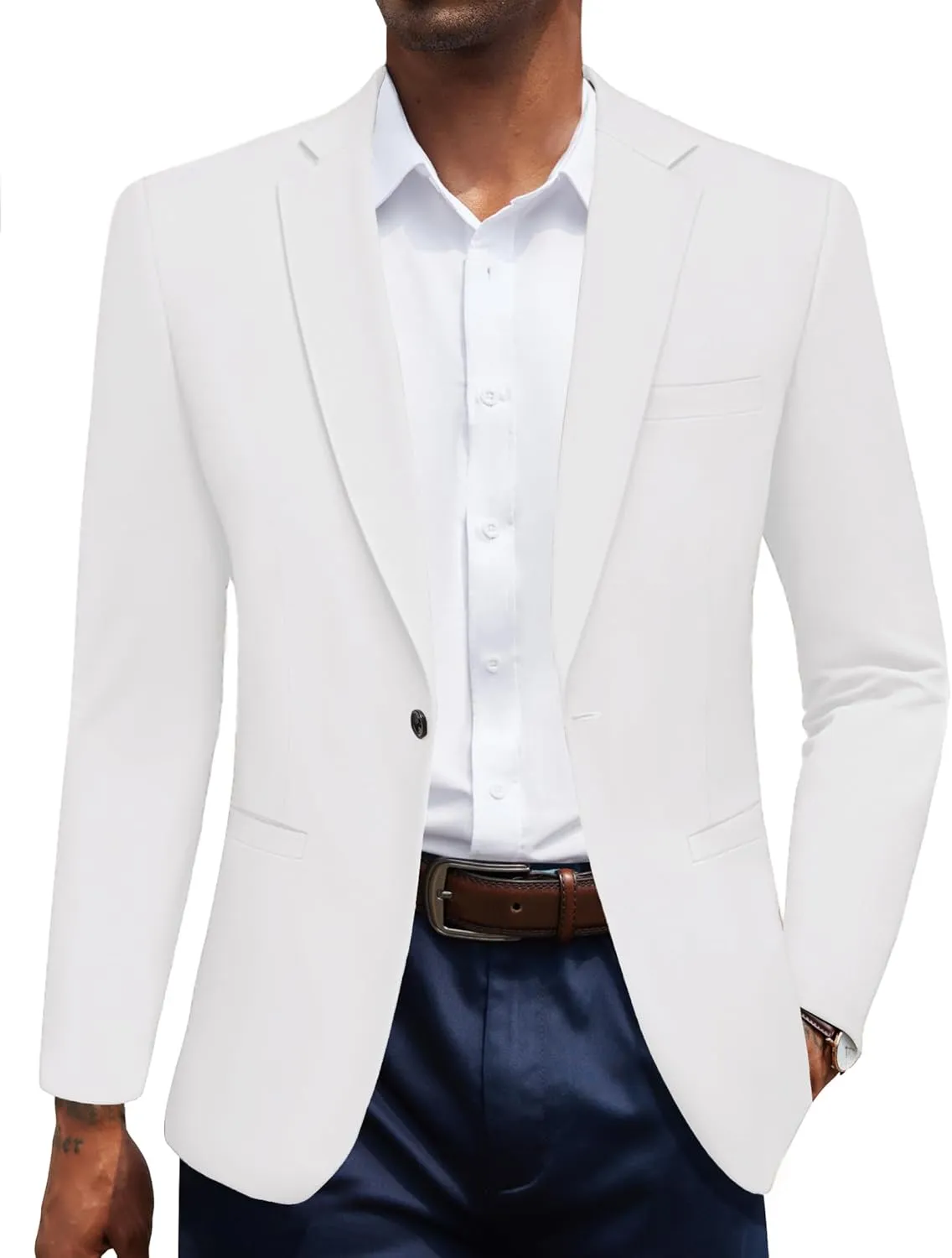 COOFANDY Men's Casual Blazer Jacket One Button Suit Jackets Lightweight Knit Sport Coat