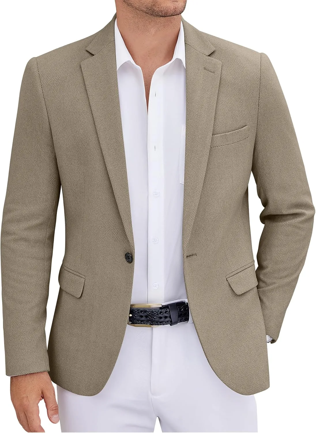 COOFANDY Men's Casual Blazer One Button Sports Coat Tweed Herringbone Suit Jackets
