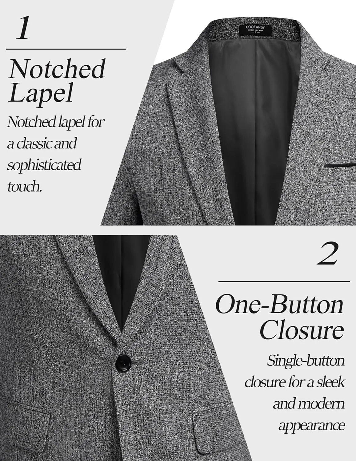 COOFANDY Men's Casual Blazer Suit Jackets Slim Fit One Button Business Sport Coats