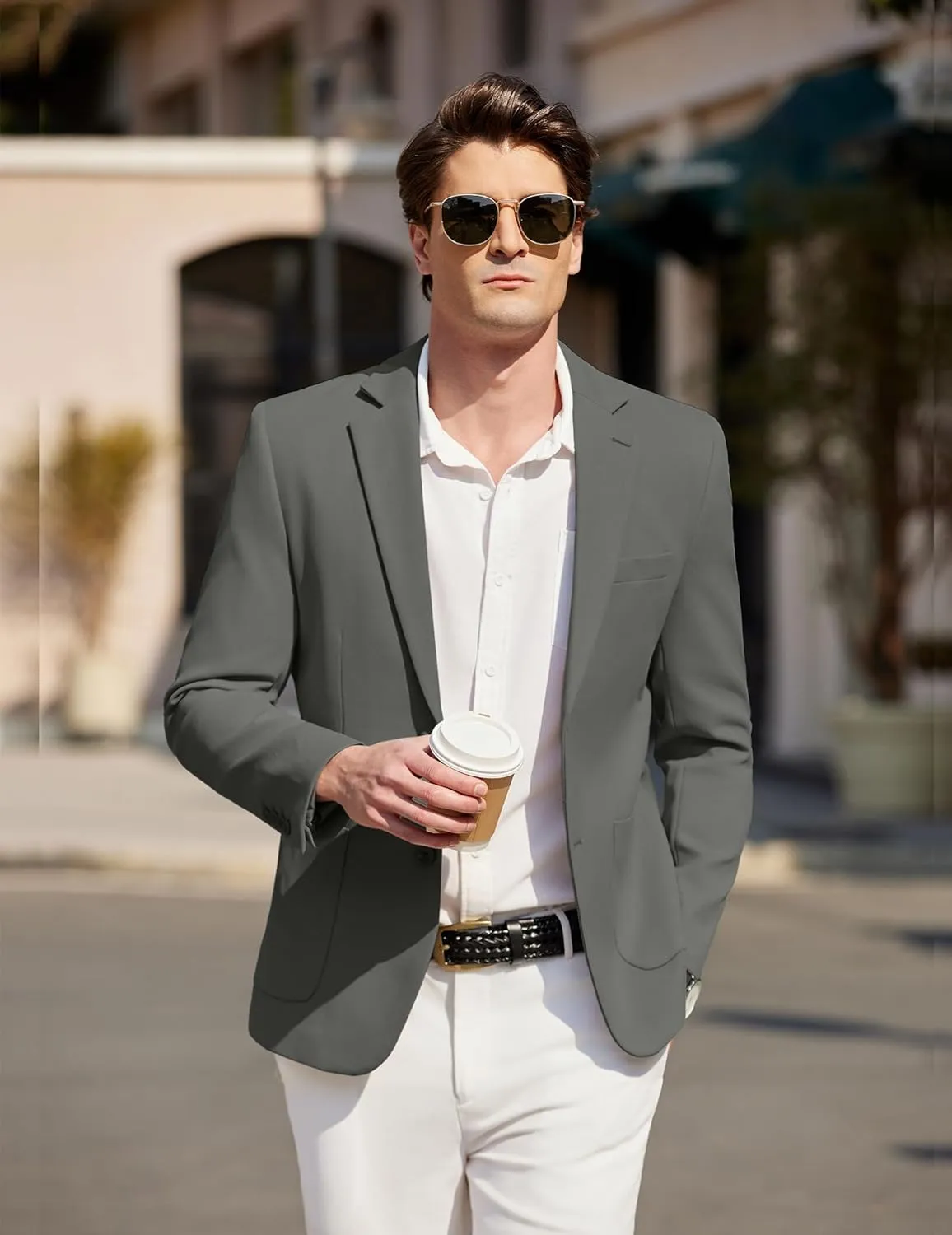 COOFANDY Mens Casual Knit Sport Coat Blazer Two Buttons Lightweight Suit Jackets