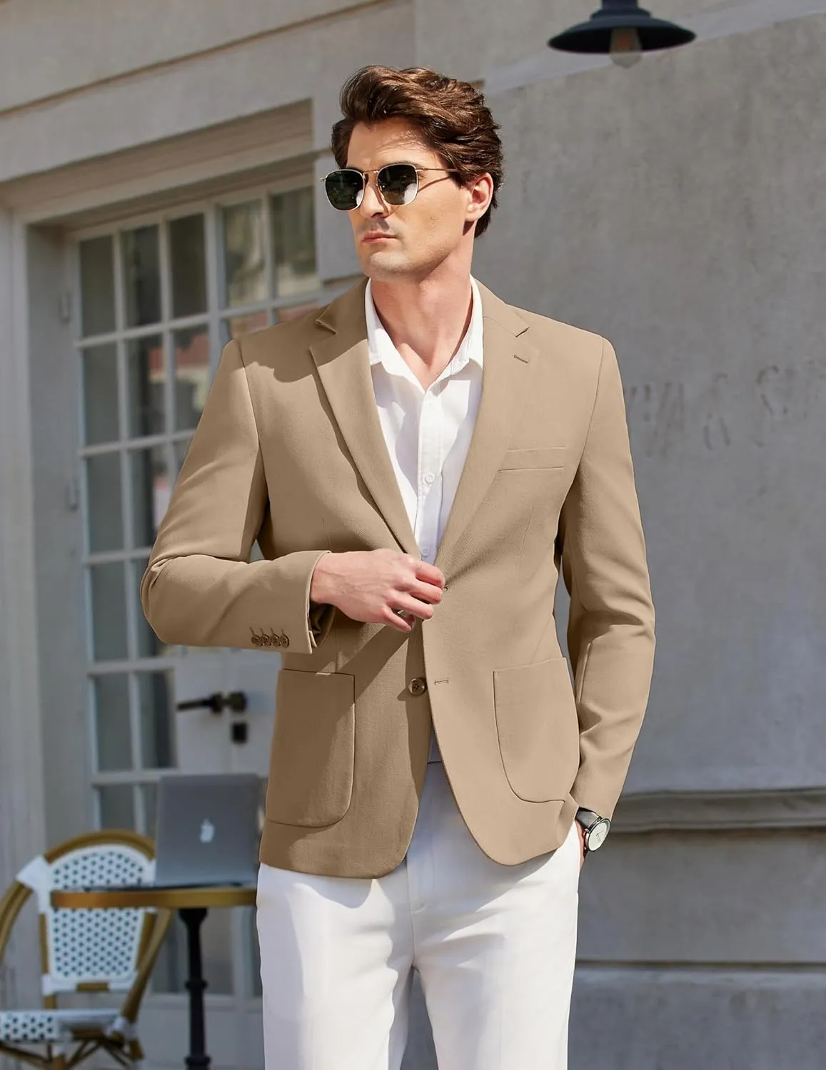 COOFANDY Mens Casual Knit Sport Coat Blazer Two Buttons Lightweight Suit Jackets