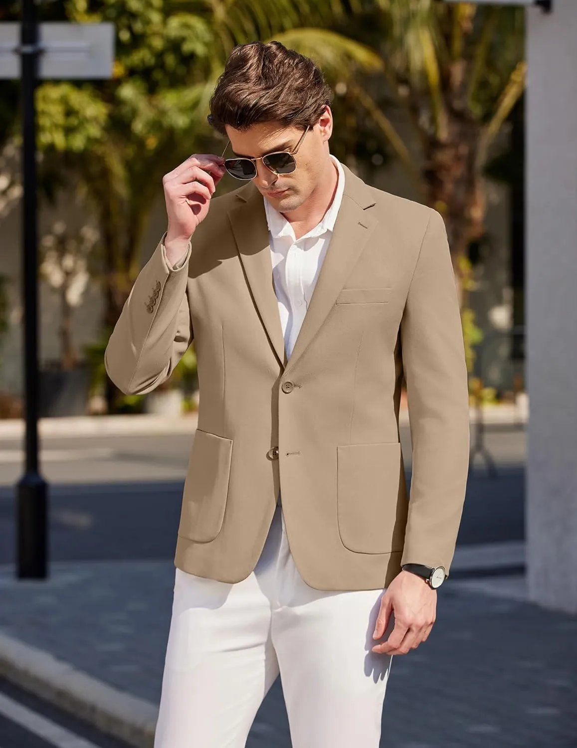 COOFANDY Mens Casual Knit Sport Coat Blazer Two Buttons Lightweight Suit Jackets