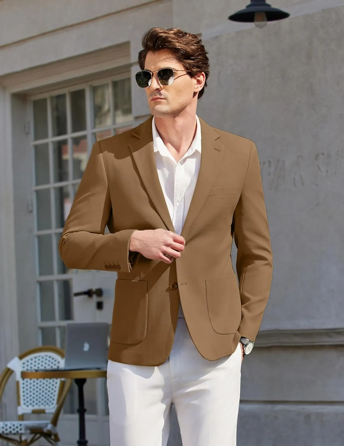 COOFANDY Mens Casual Knit Sport Coat Blazer Two Buttons Lightweight Suit Jackets