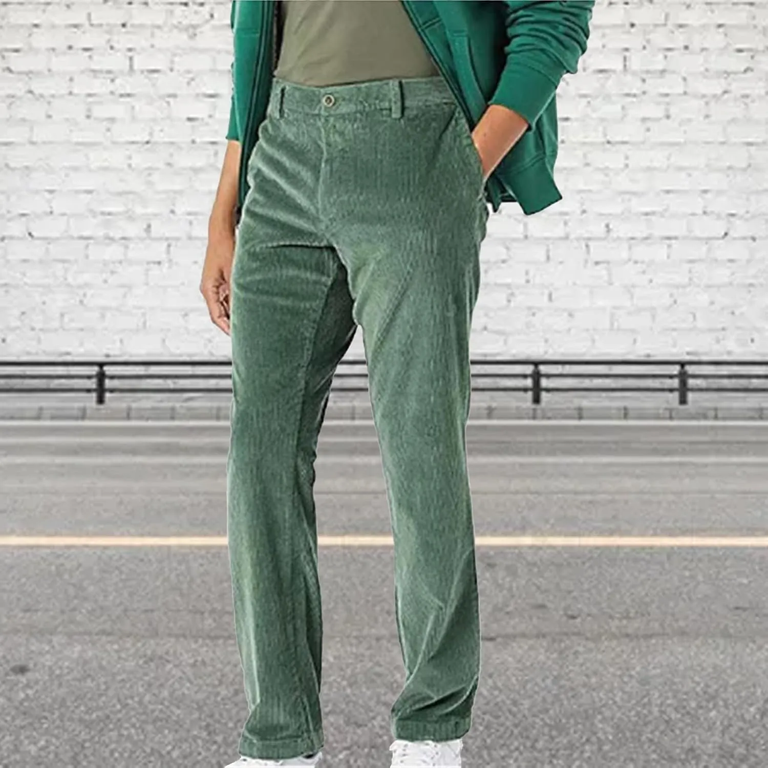 Corduroy Pants Men Solid Business Dress Pants Casual Straight Legs Elastic Waist Suit Trousers Fashion Spring Pants