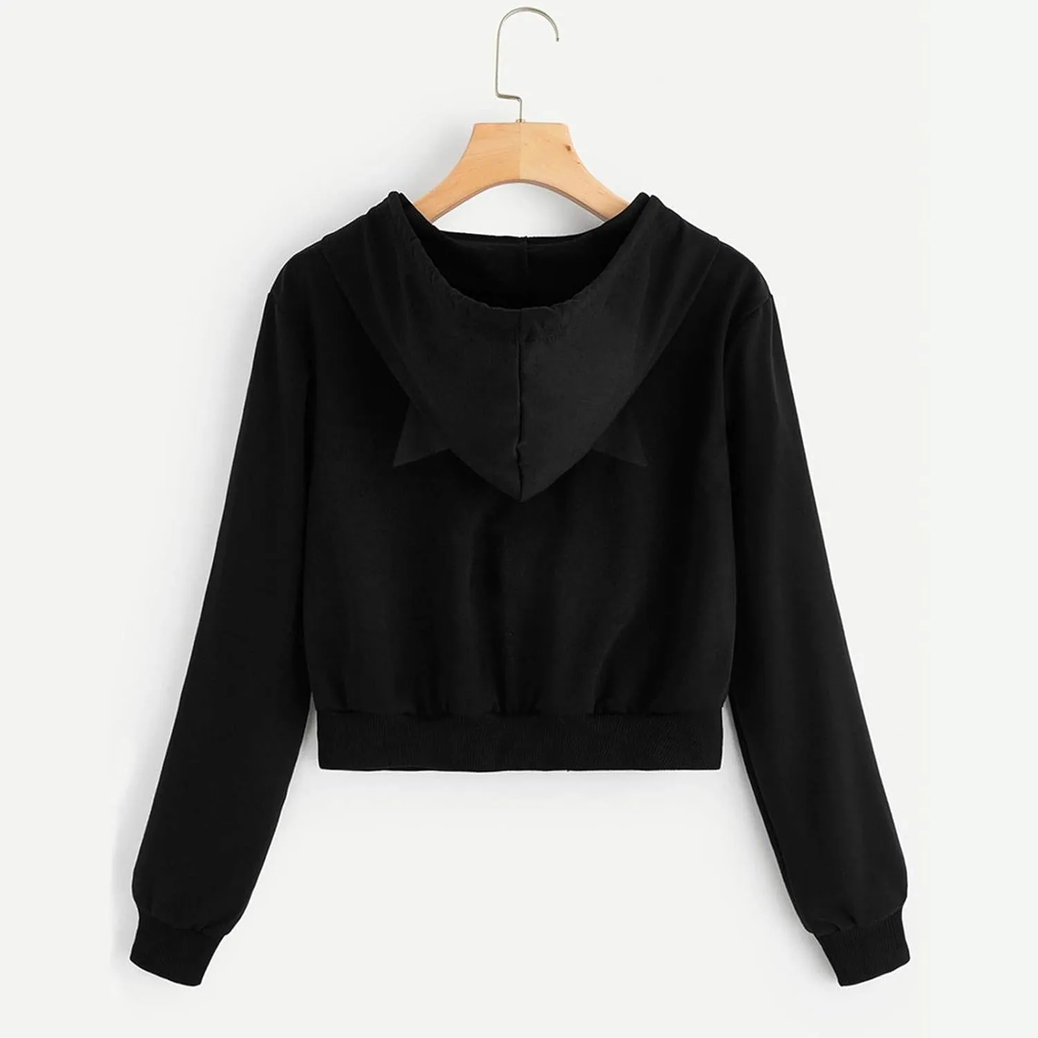 Cute Cat Ear Zip Up Hoodies for Women Teen Girls Y2K Long Sleeve Drawstring Hooded Sweatshirt Jackets with Pockets