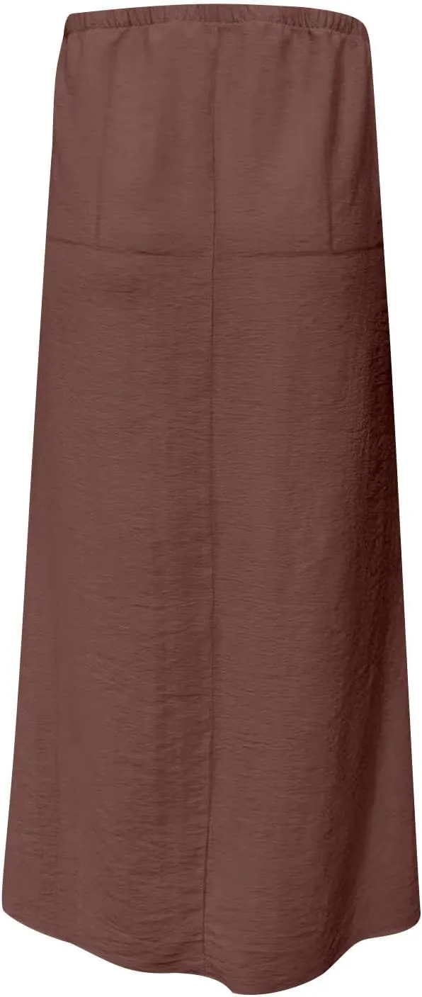 DDAPJ pyju Womens Linen Maxi Skirts Drawstring Waist A Line Skirts Beach Vacation Boho Long Skirt 2025 Summer Casual Outfits