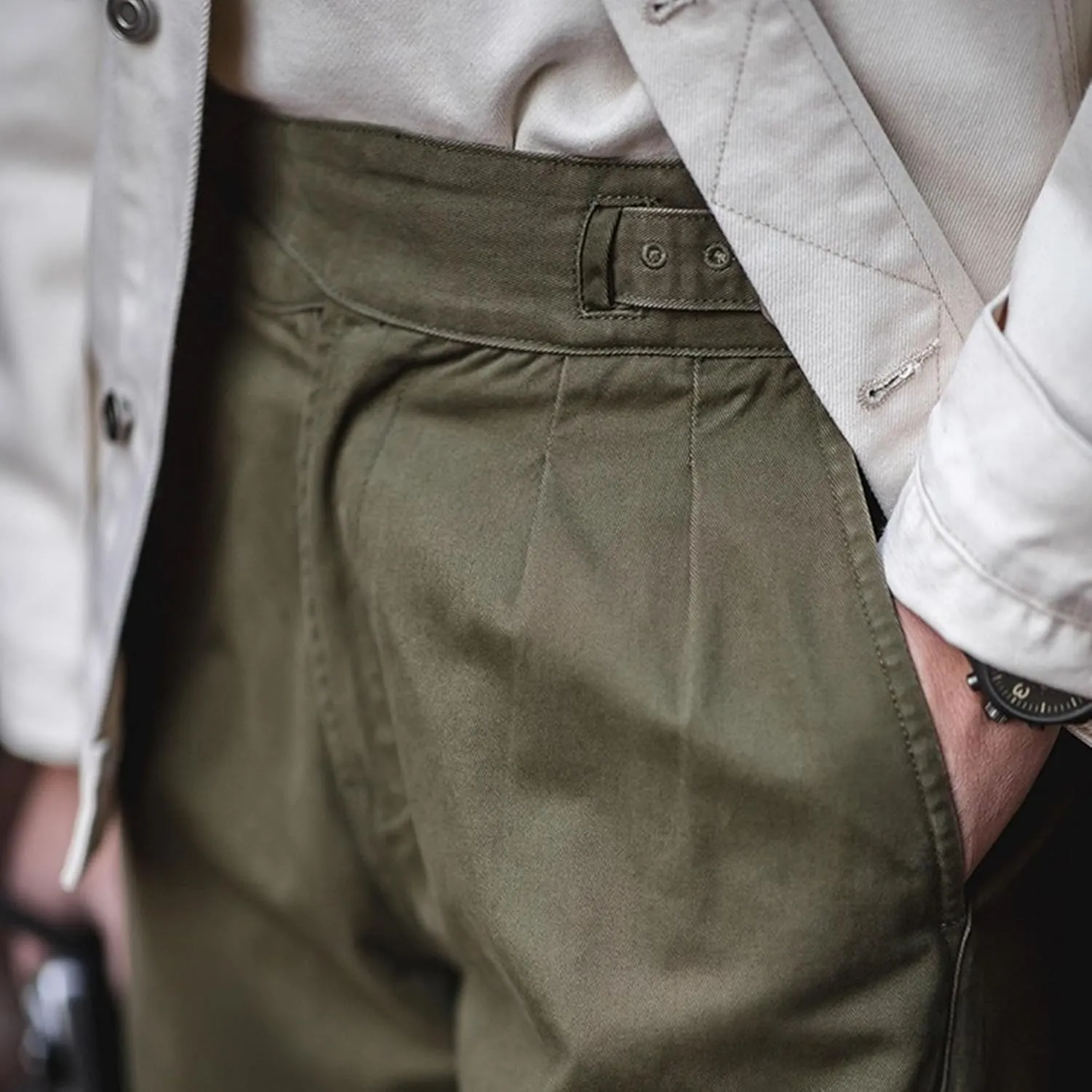 DGHM-JLMY Men's Cotton Retro Tapered Pants Straight Leg Dress Pants Flat Front Chino Pant Business Suit Trousers