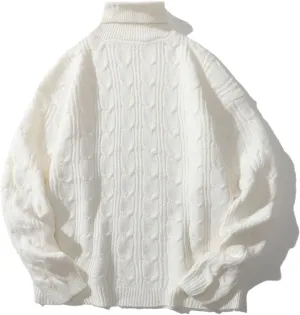 Disimlarl Japanese-Style Hip-Hop Loose Turtleneck Oversized Men's and Women's Hipster Knitted Sweater