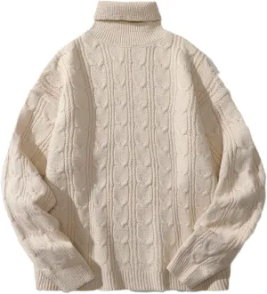 Disimlarl Japanese-Style Hip-Hop Loose Turtleneck Oversized Men's and Women's Hipster Knitted Sweater