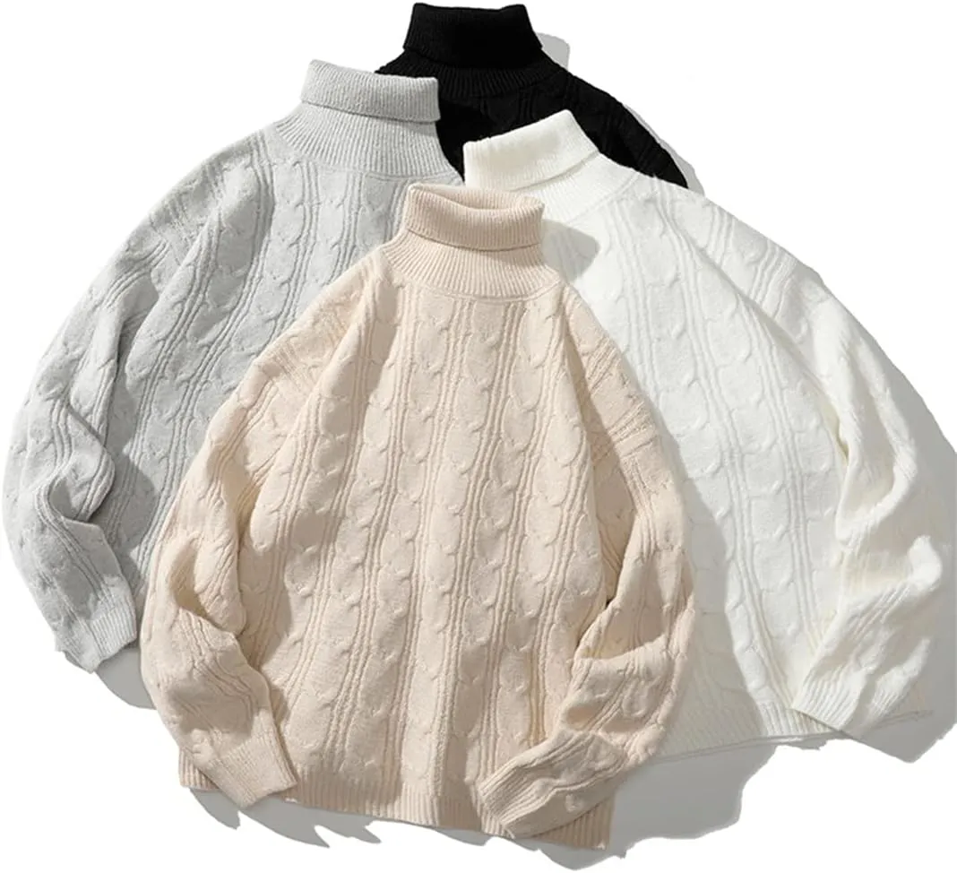 Disimlarl Japanese-Style Hip-Hop Loose Turtleneck Oversized Men's and Women's Hipster Knitted Sweater