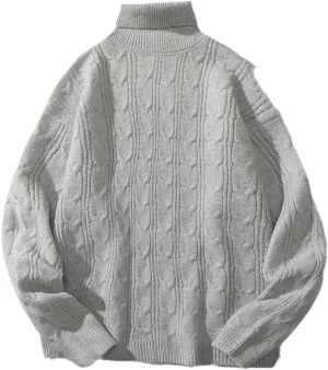 Disimlarl Japanese-Style Hip-Hop Loose Turtleneck Oversized Men's and Women's Hipster Knitted Sweater