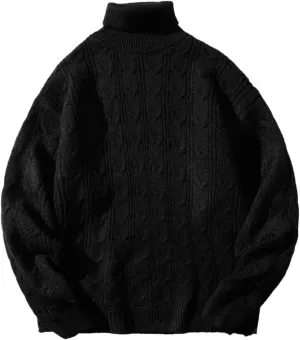 Disimlarl Japanese-Style Hip-Hop Loose Turtleneck Oversized Men's and Women's Hipster Knitted Sweater