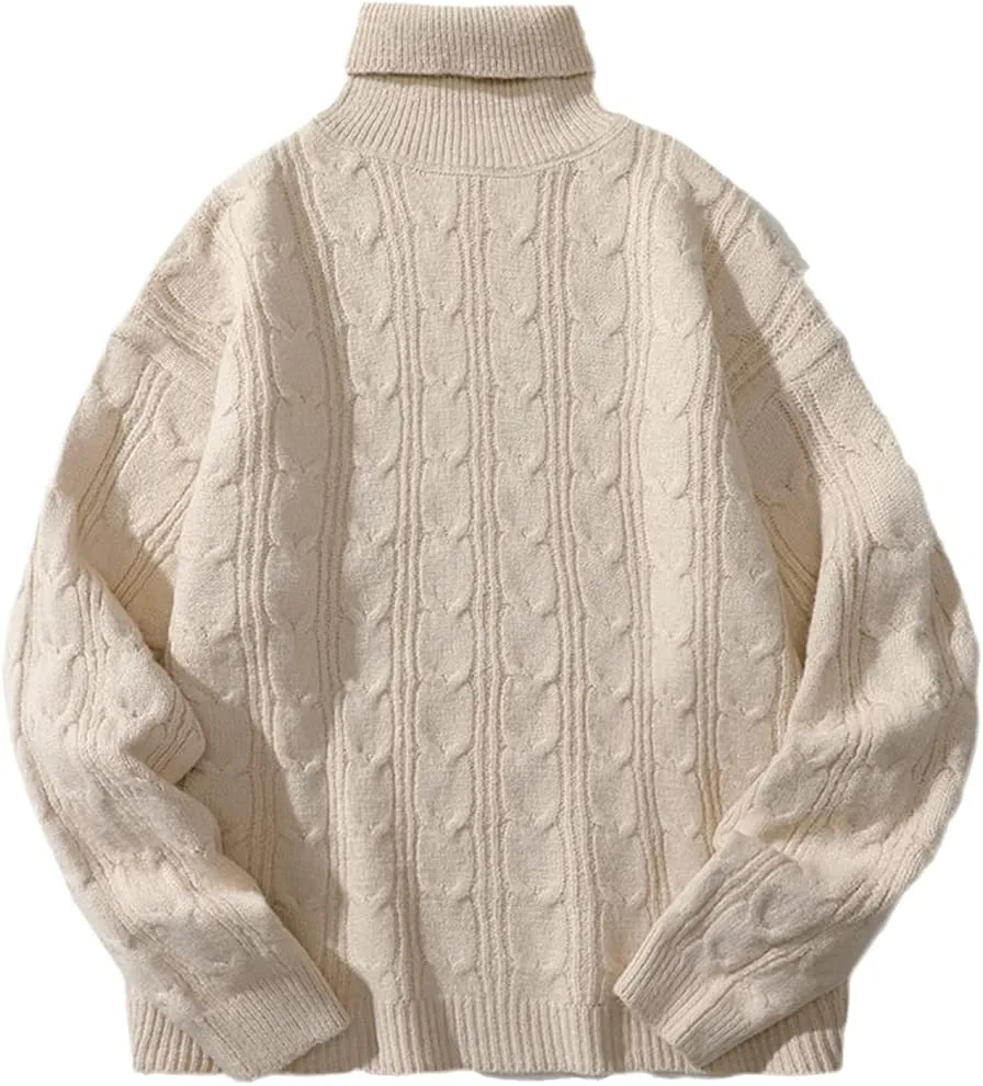Disimlarl Japanese-Style Hip-Hop Loose Turtleneck Oversized Men's and Women's Hipster Knitted Sweater