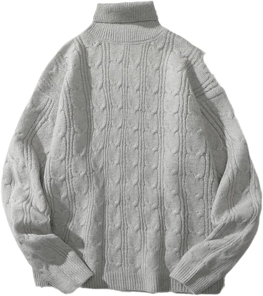 Disimlarl Japanese-Style Hip-Hop Loose Turtleneck Oversized Men's and Women's Hipster Knitted Sweater