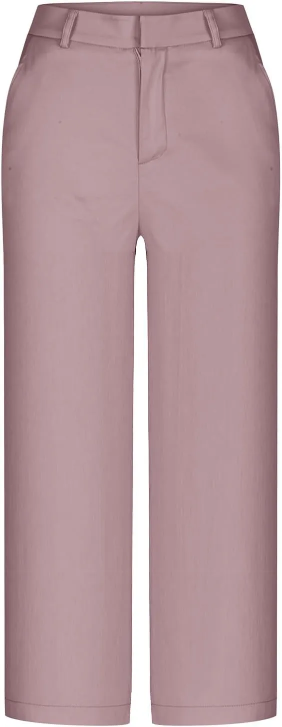 Dress Capri Pants for Women Wide Leg Straight Business Casual Stretchy Work Pants Comfy High Waisted Suit Trousers