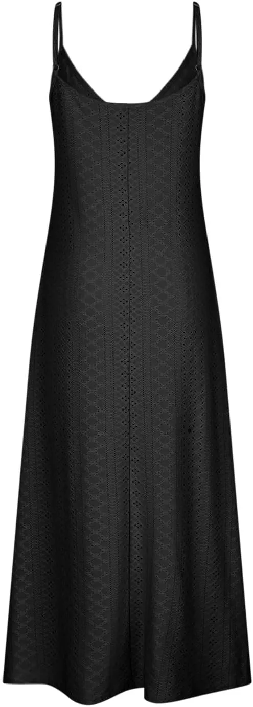 Eyelet Dress for Women 2024 Casual Sleeveless Long Maxi Dress Trendy Sexy V Neck Slip Dress Summer Vacation Outfits