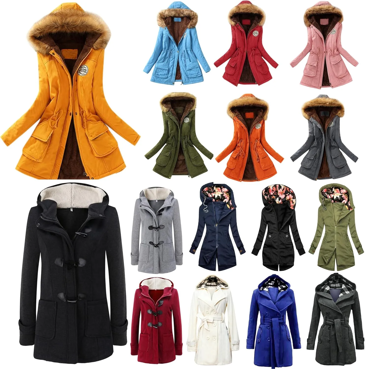 Fall Fashion Coats for Women Winter Warm Coats Casual Fuzzy Fleece Sherpa Jackets Hoodies Pullover Plus Size Jackets