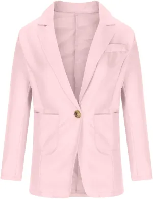 Fall Suit Jakcets Women Business Lightweight Casual Fitted Blazers Lapel Single Button Office Jacket with Pockets