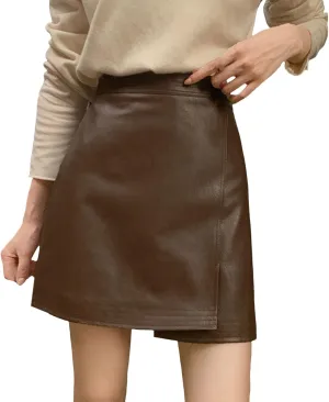 Fashion Skirts for Women 2024 Trendy Women's Pure Colored Short Skirt Hip Skirt Tight Leather Skirt Slit