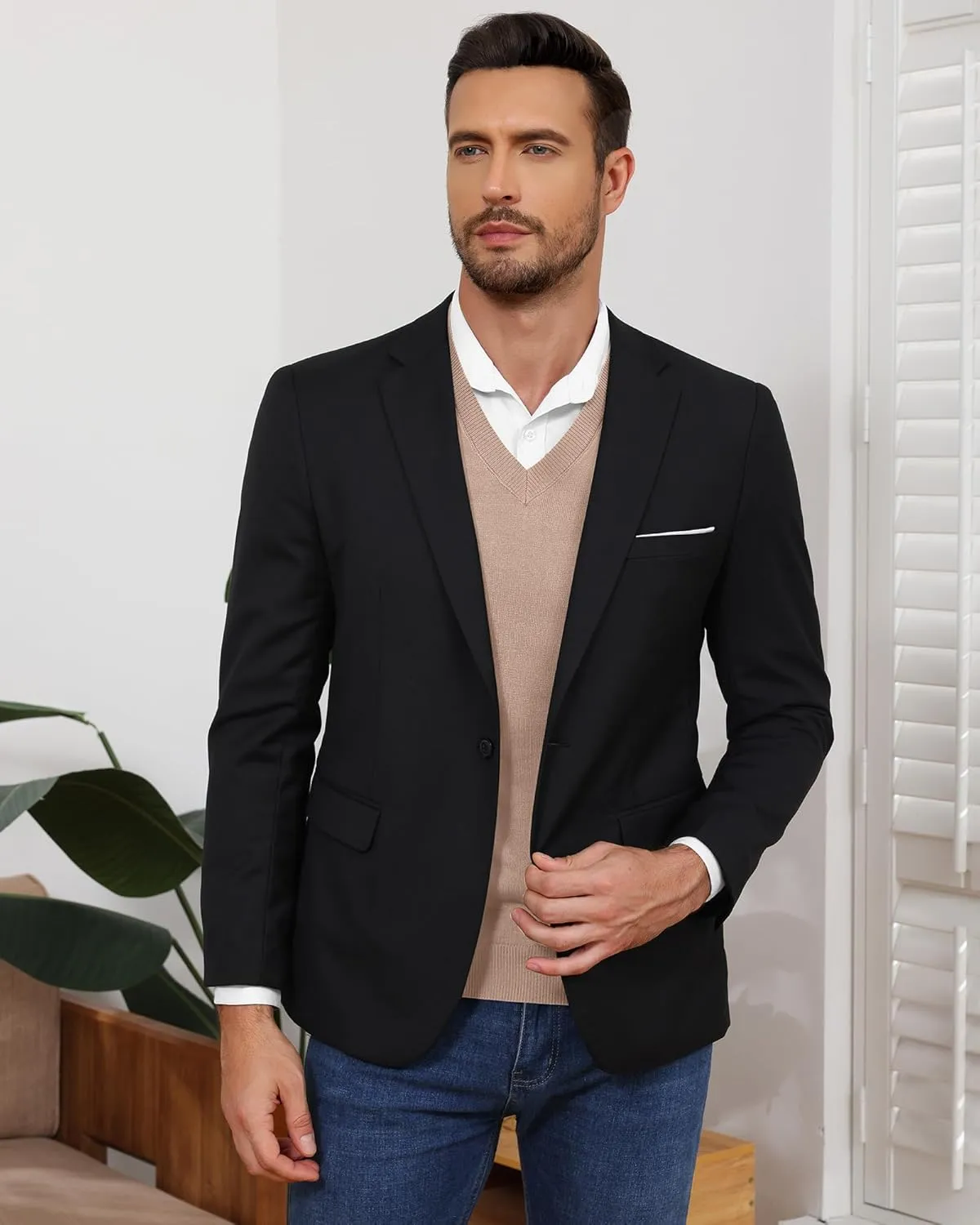 Ficerd 2 Pack Men's Sweater Vest, Slim Fit V Neck Knitted Pullovers Casual Lightweight Knitwear Sleeveless Basic Sweater Tops