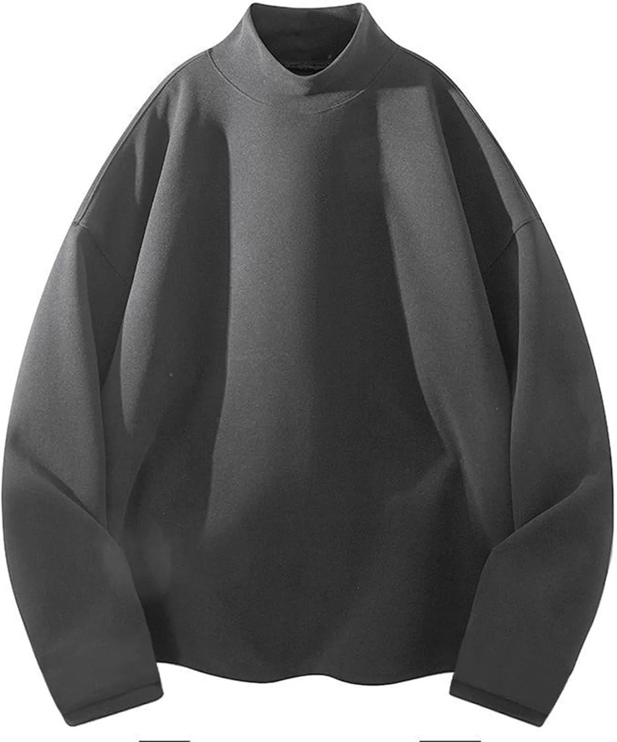 Fleece Sweatshirt for Men Oversized High Neck Basic Thermal Tops Solid Color Plain Relaxed-Fit Pullover Shirts