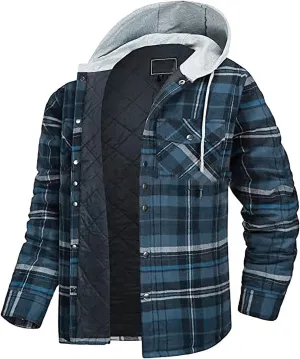 Fleece Sweatshirts Men Warm Sherpa Lined Sweatshirts Flannel Plaid Winter Zip Up Hoodies Thick Jacket