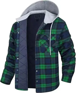 Fleece Sweatshirts Men Warm Sherpa Lined Sweatshirts Flannel Plaid Winter Zip Up Hoodies Thick Jacket