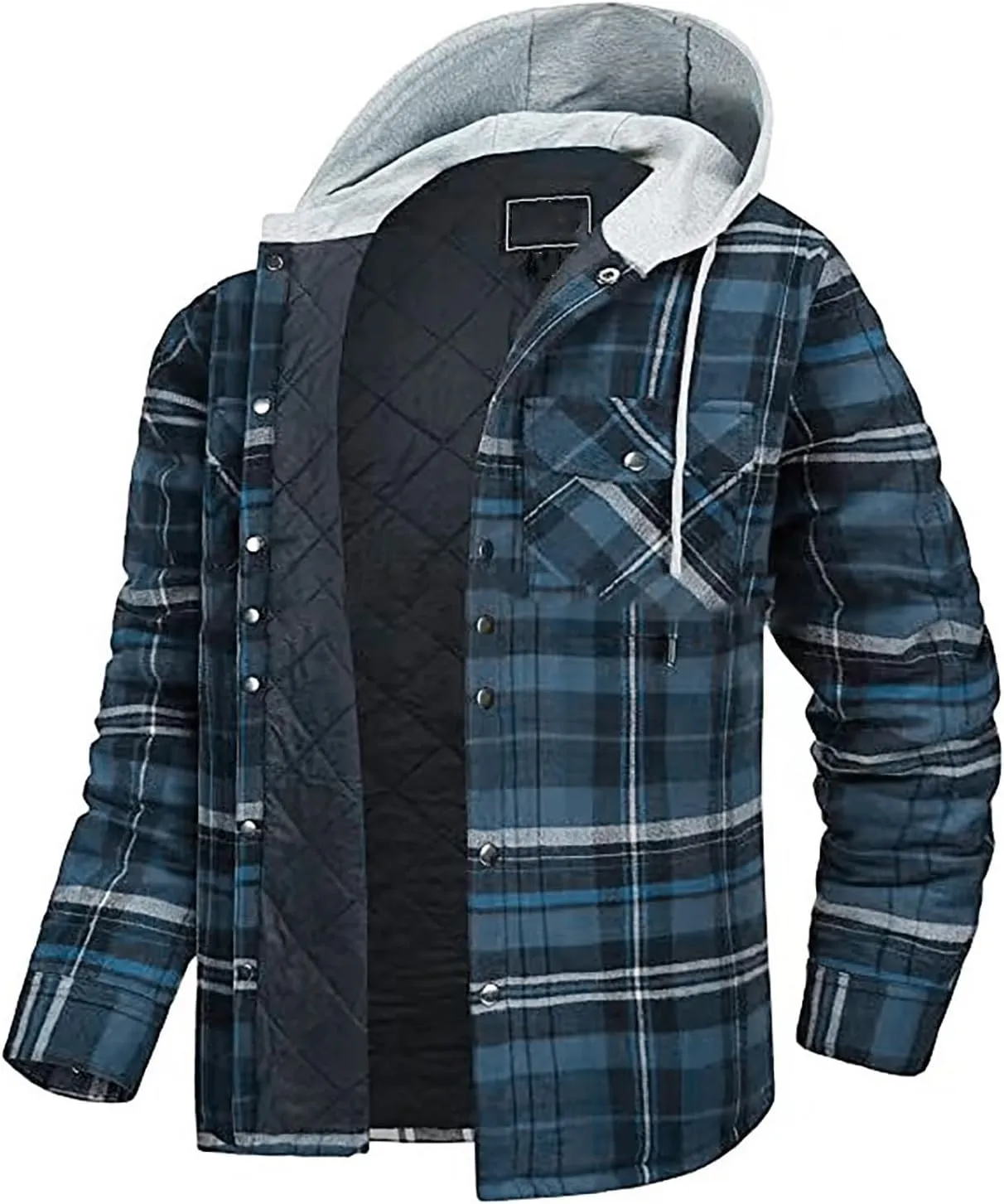 Fleece Sweatshirts Men Warm Sherpa Lined Sweatshirts Flannel Plaid Winter Zip Up Hoodies Thick Jacket