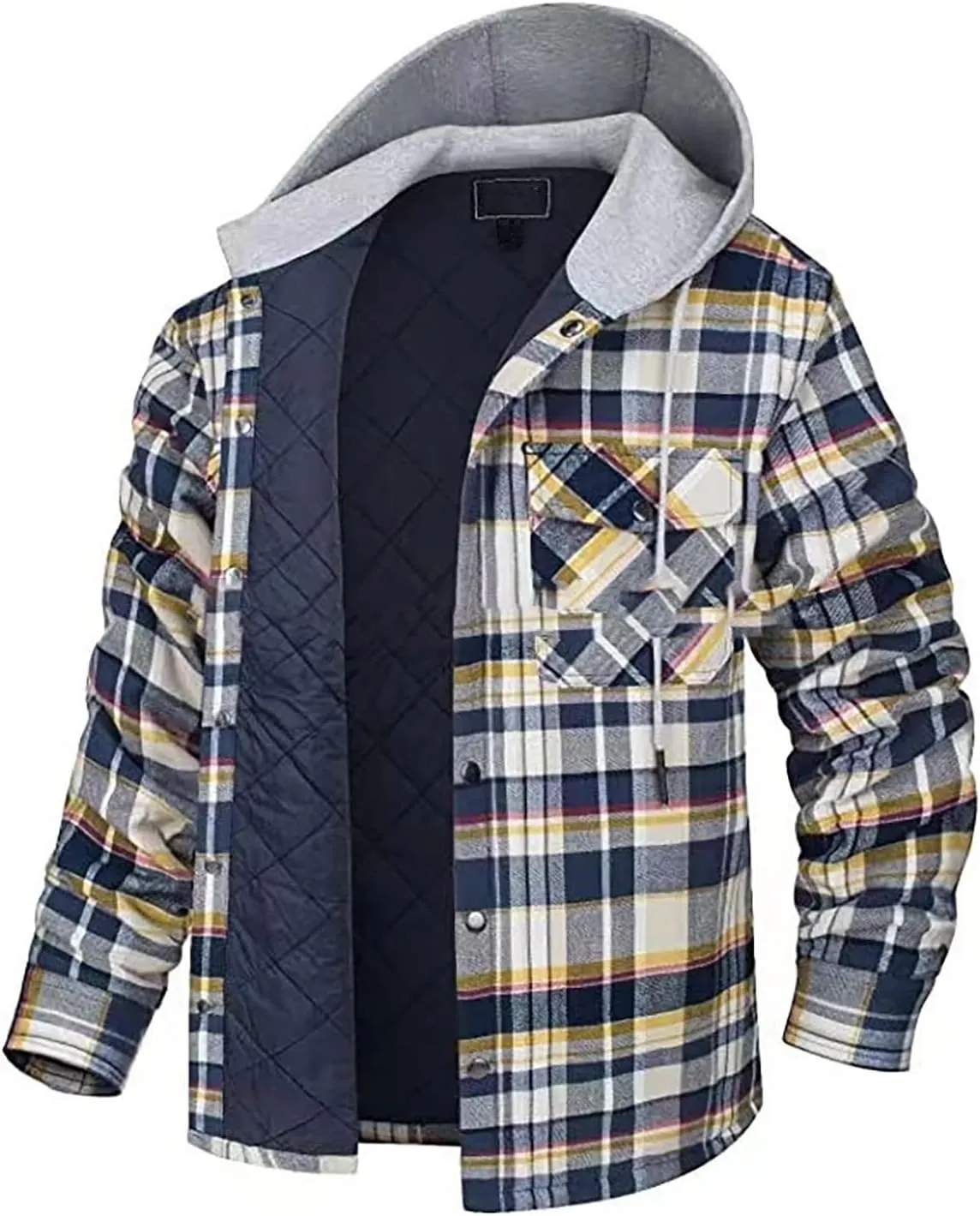 Fleece Sweatshirts Men Warm Sherpa Lined Sweatshirts Flannel Plaid Winter Zip Up Hoodies Thick Jacket
