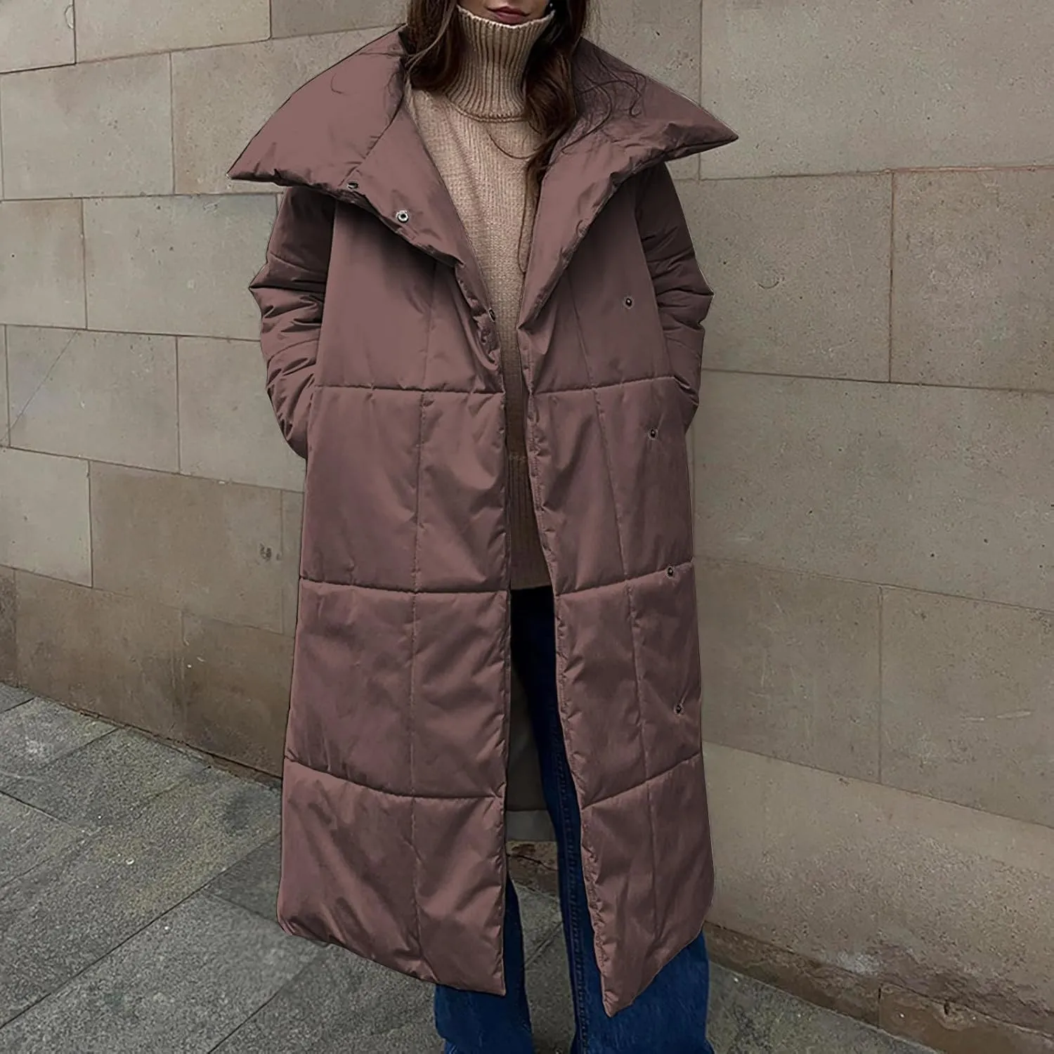 Floor Length Down Jacket for Women Winter Heavyweight Luxurious Fashion Warm Outerwear Tunic Puffer Coat with Belt