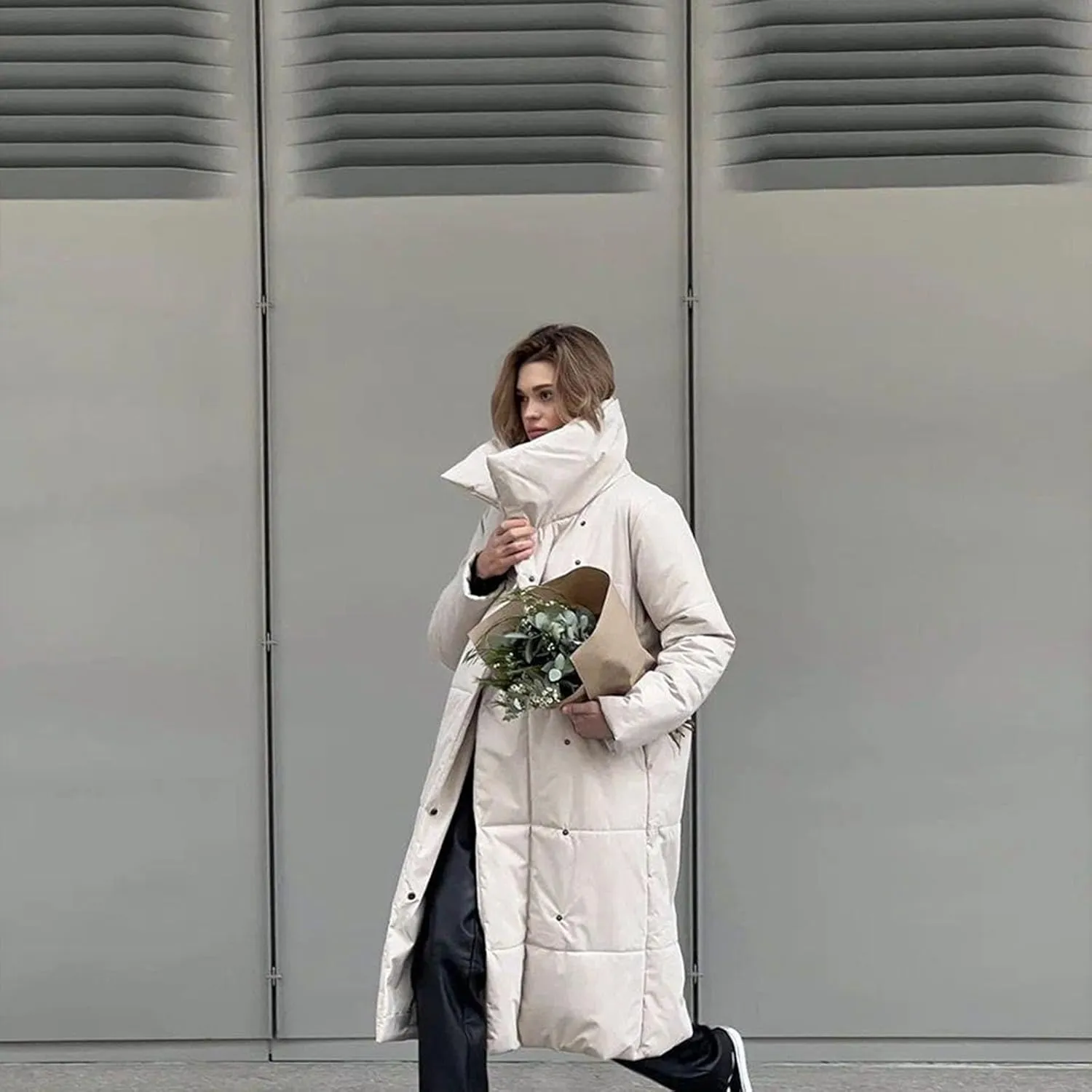 Floor Length Down Jacket for Women Winter Heavyweight Luxurious Fashion Warm Outerwear Tunic Puffer Coat with Belt