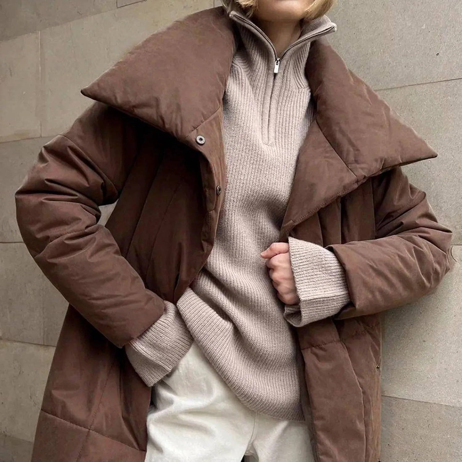 Floor Length Down Jacket for Women Winter Heavyweight Luxurious Fashion Warm Outerwear Tunic Puffer Coat with Belt