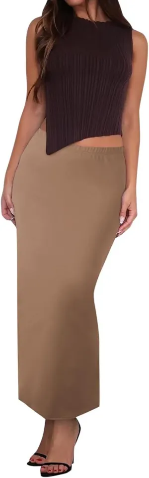 Floral Skirts for Women with Slit High Elastic Waist Casual Trendy Slim Fit Stretchy Long Pencil Skirts Streetwear