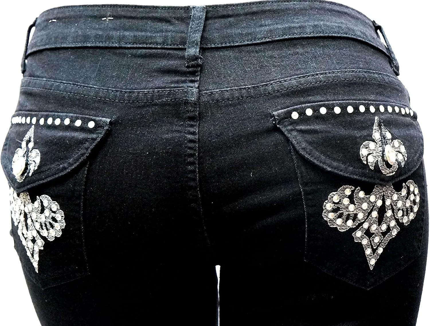 Flower The lis Sexy Women's Plus Size Denim Jeans Black Slim FIT Stretch Pants