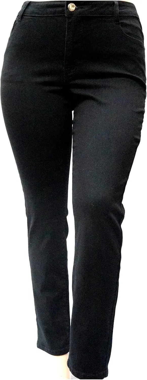 Flower The lis Sexy Women's Plus Size Denim Jeans Black Slim FIT Stretch Pants