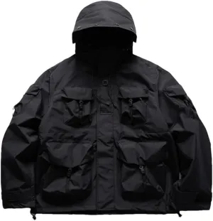 FULBHPRINT Outdoor Multi-Pocket Hooded Cargo Jackets Japanese Streetwear Waterproof Coat Harajuku Casual Tops