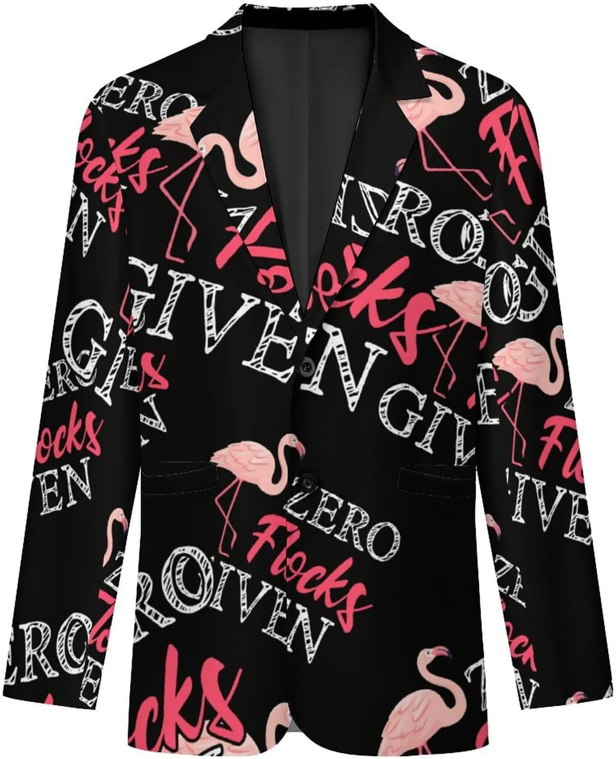 Funny Flamingos Zero Flocks Given Mens Blazer Suit Jacket Lightweight Slim Fit Casual Coat